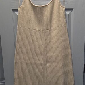 Beige Ribbed Knit Dress